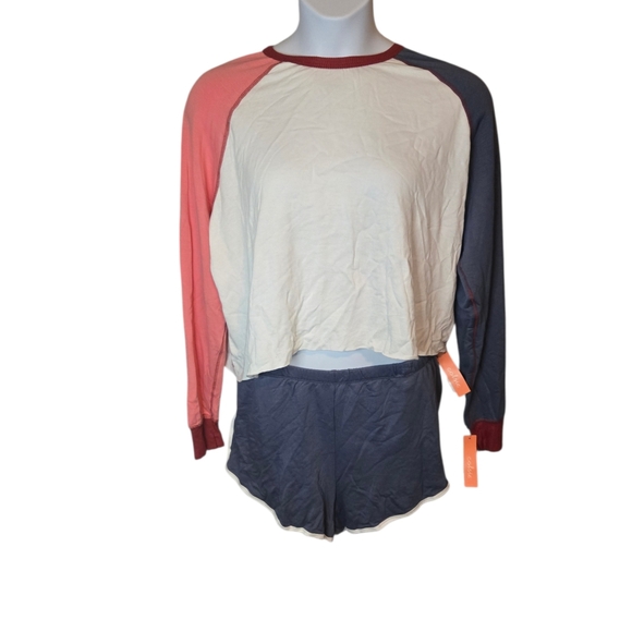 Colorblock Raglan Sleeve Pajama Set - Picture 2 of 5